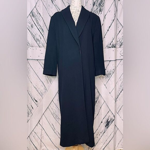 Marvin Richards Classic Coat Cashmere/Wool Blend Black Size 12